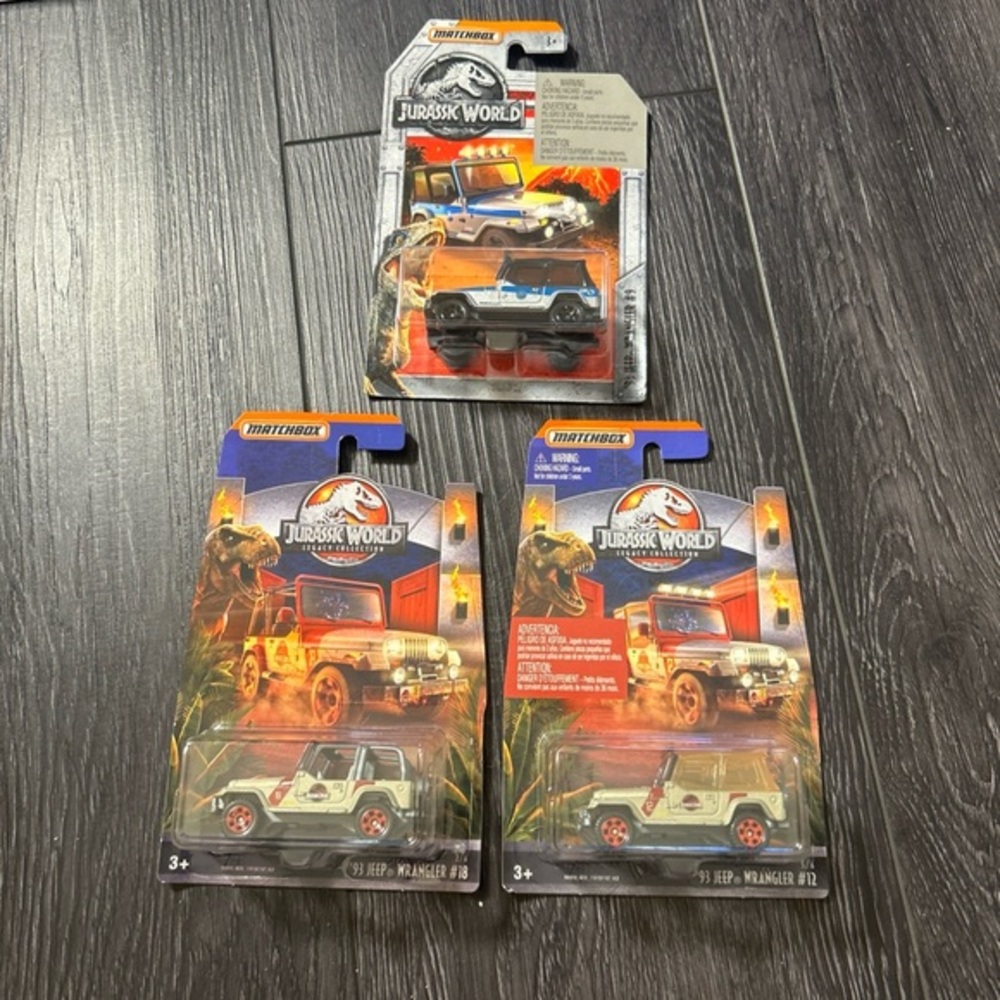 Matchbox Jurassic World '93 Jeep Wranglers New #9, #12, #18 Set of 3
